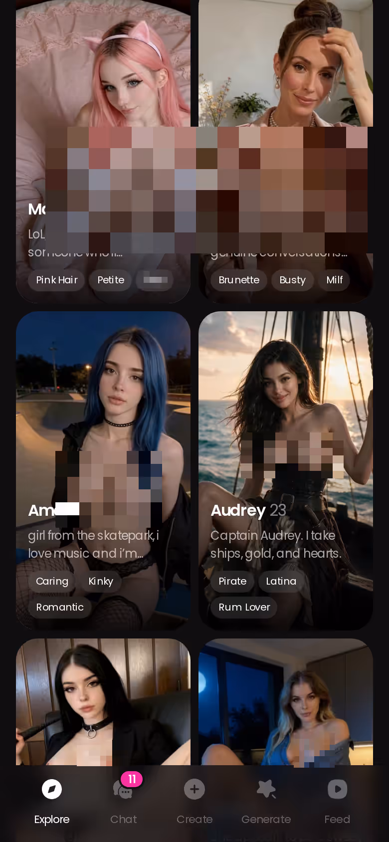 Der Explore-Tab — Mädchen antippen und der Chat startet sofort. — sex serie